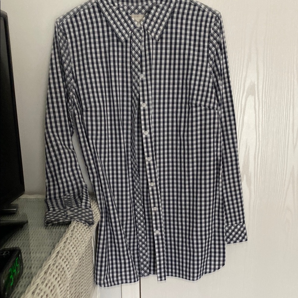 Talbots Navy.& White checked shirt size M